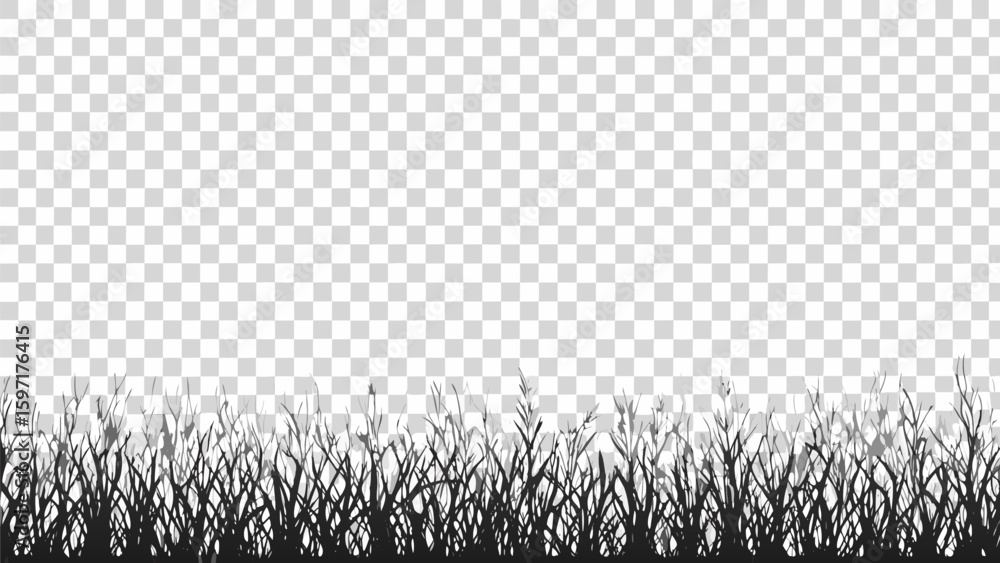 Poster vector silhouette of grass blades against a transparent background creating a natural and simple des