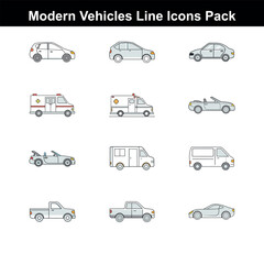  Vehicles Icon Pack  illustration on white background 