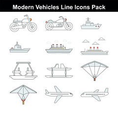 Obraz premium Clean Minimal Vehicle Icon Set illustration on white background 