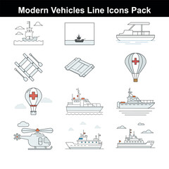 Clean Minimal Vehicle Icon Set  illustration on white background 