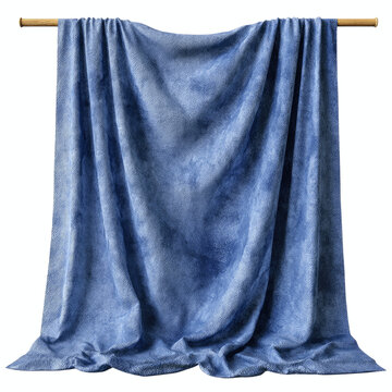 Draped Denim Fabric on Wooden Rod, Blue Jean