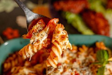Delicious Italian Pasta with Tomato Sauce and Cheese