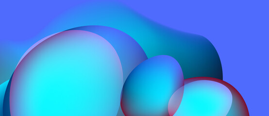 Abstract fluid shapes, vibrant blues, purples create smooth gradients. Minimalist design evokes calm, modern aesthetic. Soft lighting enhances depth.