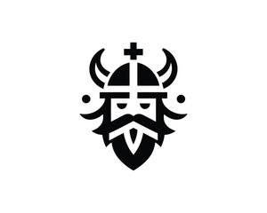 Obraz premium Viking Warrior Emblem Fierce Minimalist Symbol