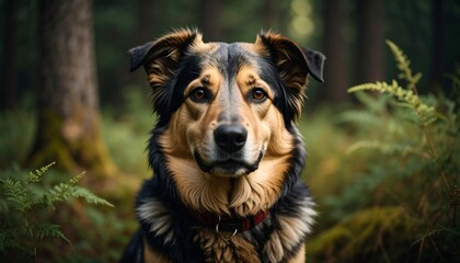 Dog portrait in forest
