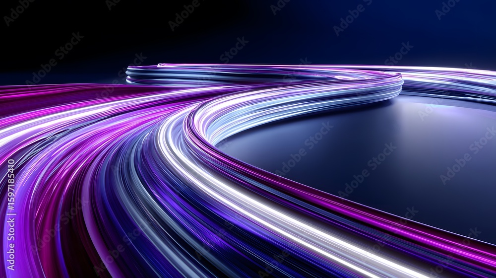 Aufkleber dynamic light trails forming a curved path in a dark environment