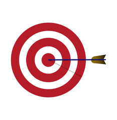 Arrows hitting the bullseye of a target with blue and white rings on a white background.