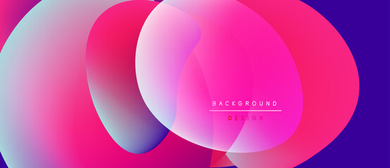 Abstract vibrant layers overlap. Gradient colors blend, creating dynamic visual effect. Modern design suitable for backgrounds, presentations.