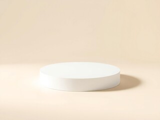 Minimalist white cylinder pedestal on a soft beige background