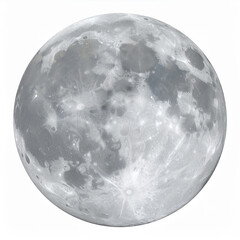 Obraz premium Detailed full moon with visible craters and surface textures isolated on white lunar