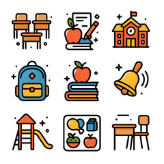 school icons set