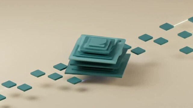 Geometric stack with scattered squares minimalistic design