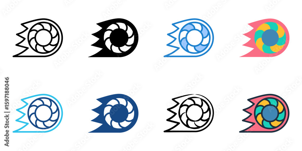 Poster power icon set multiple style collection