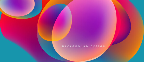 Abstract vibrant circles overlap. Gradient colors blend, creating dynamic visual effect. Modern design element for backgrounds.