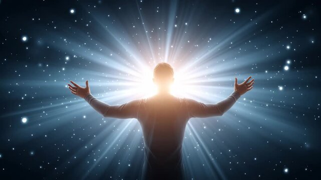 A conceptual close-up image depicting energy tuning and the law of attraction, radiating positivity and inner power.