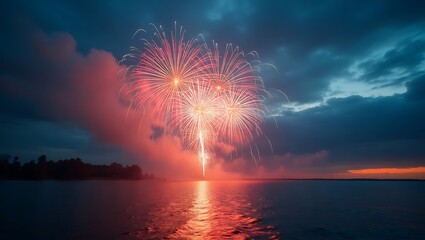 Fireworks in the evening sky