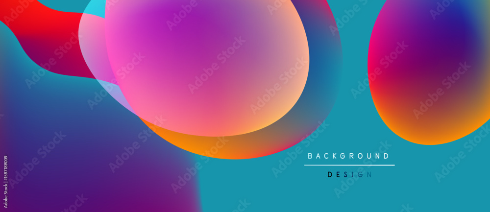 Poster abstract colorful shapes overlap. vibrant gradients create dynamic visual effect. modern design suit
