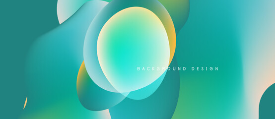 Abstract fluid shapes, vibrant teal, yellow hues. Modern design, smooth gradients create dynamic composition. Background element for digital projects.