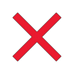 Bold red x mark symbol isolated on transparent background