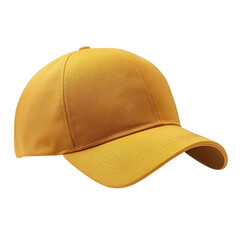 Fototapeta premium A textured mustard yellow baseball cap isolated on transparent background