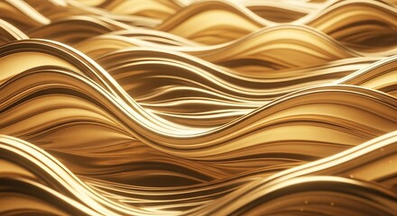 Obraz premium Golden waves abstract background with flowing lines and smooth surface design
