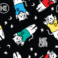 cute cat colorful seamless vector.eps