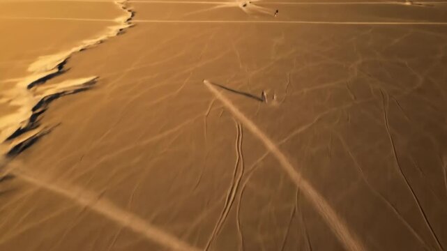 Nazca Lines Hummingbird Aerial View - An aerial shot captures the intricate Nazca Lines hummingbird geoglyph etched into the Peruvian desert.