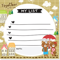 cute couple bear memo vector.eps
