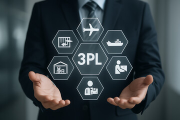 3PL. Third Party Logistics ( 3PL ) Business concept. Integrated warehousing and transportation operation service.new