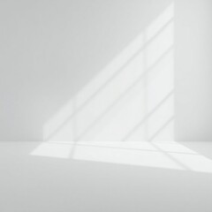 Fototapeta premium Minimalist white room with diagonal light and shadow patterns
