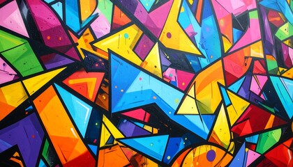 Vibrant geometric graffiti art