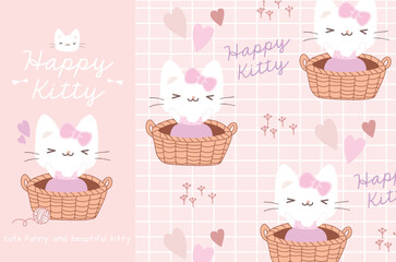 Fototapeta premium cute kitty princess in the basket.eps