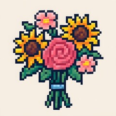 Obraz premium pixel heart made of flowers