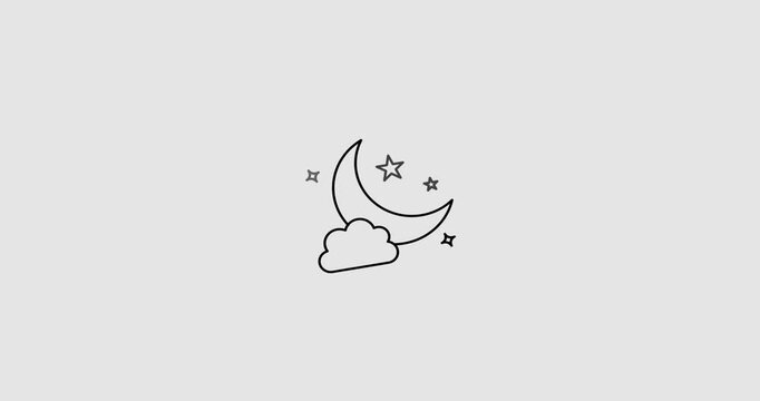 Animated minimalist moon icon symbolizing night, sleep, dreams, and calmness. Ideal for use in sleep trackers, weather apps, wellness platforms, astrology content, or any design related to nighttime, 