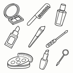 Fototapeta premium Collection of black and white makeup and beauty accessories