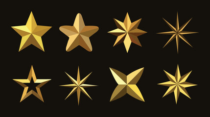 Golden Stars Icon Set. 5 star rating icon. Rank, level of satisfaction rating. vector illustration.