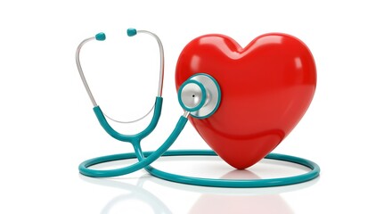 Red Heart and Stethoscope Medical Health Care Concept