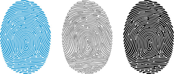 Fingerprint identification security biometric scan thumbprint identity access control unique pattern vector art