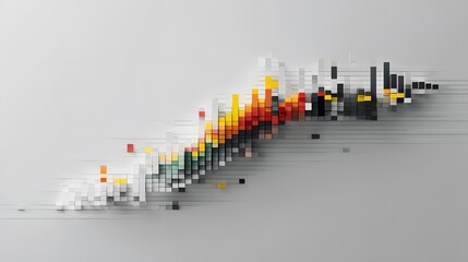 Visual metaphor of data flow turning into bar and line graphs