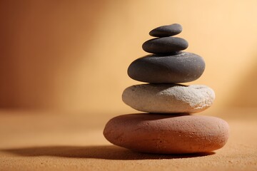 zen stones on the beach
