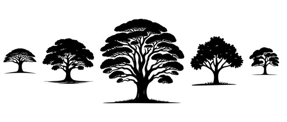Tree Silhouette Black Filled - Vector Illustration Design Icon.