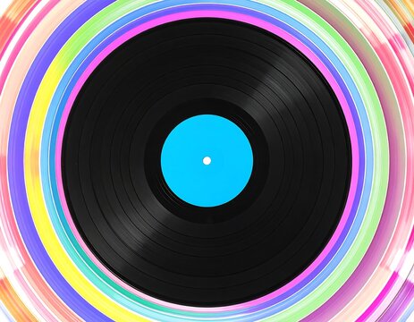 Vibrant record with colorful rings - Powered by Adobe