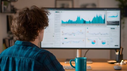 Freelancer working remotely on analytics dashboard