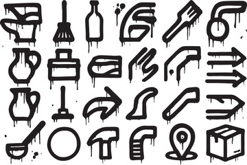 Obraz premium Black graffiti style icons with dripping paint effect