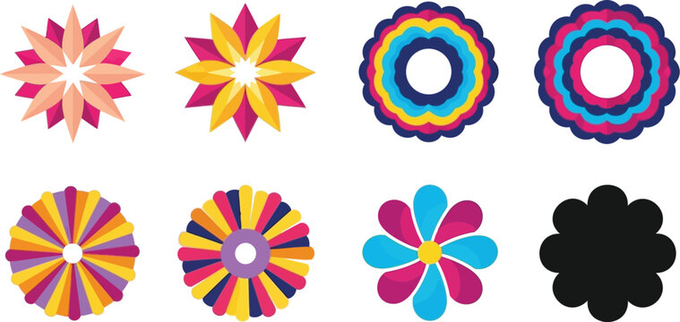 Vector flowers floral design elements colorful flower illustrations decorative flower graphics set of flowers