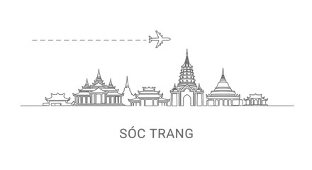 Fototapeta premium Soc Trang skyline Minimal cityscape vector.