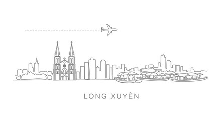 Long Xuyen with Vietnam City Skyline Travel.