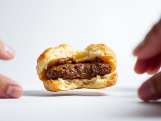 Levitating Mini Sausage Biscuit Sandwich
