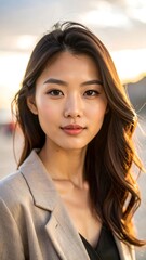 Woman portrait, golden light