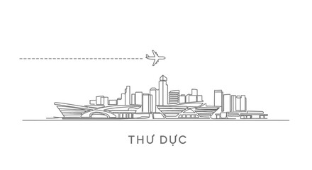 Obraz premium Thu Duc City Skyline Vector Illustration.